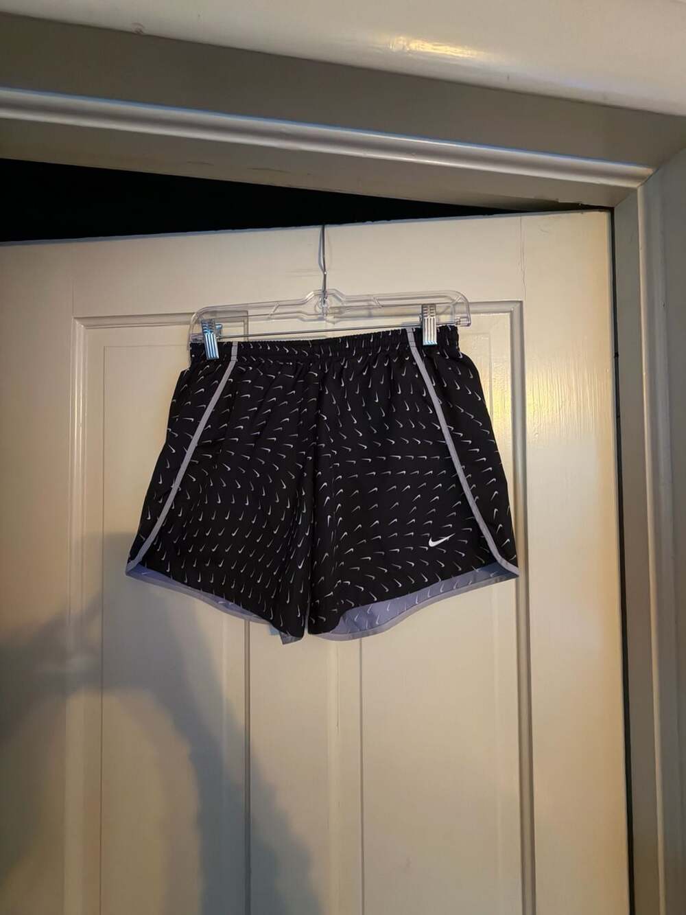Nike Dri-FIT Black White Swoosh Print Shorts Size XL